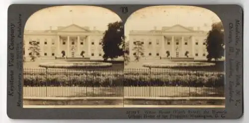 Stereo-Fotografie Keystone View Co., Meadville, Ansicht Washington D.C., the White House, Home of the President