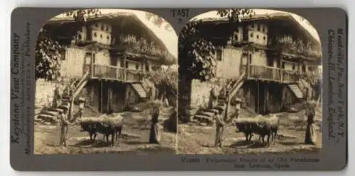 Stereo-Fotografie Keystone View Co., Meadville, Ansicht Lemona, Picturesque Beauty of an old Farmhouse