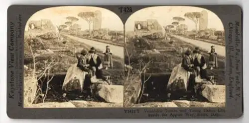 Stereo-Fotografie Keystone View Co., Meadville, Ansicht Rome, the Appian Way Queens of Roads