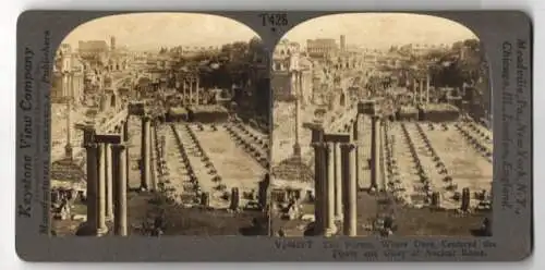 Stereo-Fotografie Keystone View Co., Meadville, Ansicht Rome, Ruins of the Forums, Center of Power and Glory
