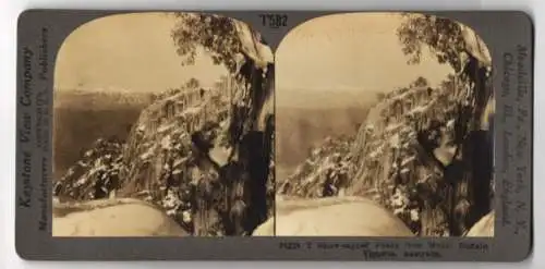 Stereo-Fotografie Keystone View. Co., Meadville, Ansicht Victoria, Snow-capped Peaks from Mount Buffalo, Australia
