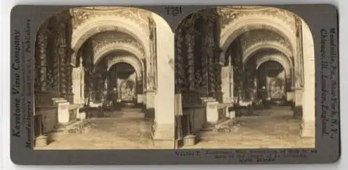 Stereo-Fotografie Keystone View Co., Meadville, Ansicht Quito, Wall Decorations of Gold in a aisle of la Compania Church
