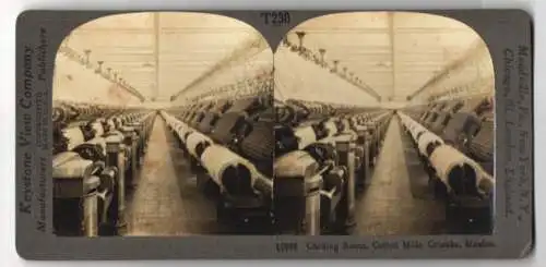 Stereo-Fotografie Keystone View Co., Meadville, Ansicht Orizaba, Carding Room, Cotton Mills, Mexico