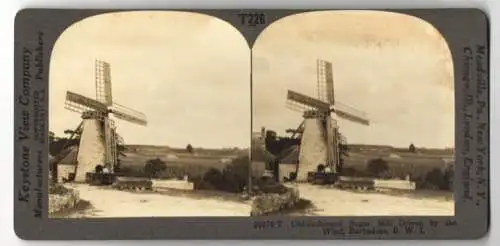 Stereo-Fotografie Keystone View Co., Meadville, Ansicht Barbadoes, Old-fashioned Sugar Mill, driven by the Wind