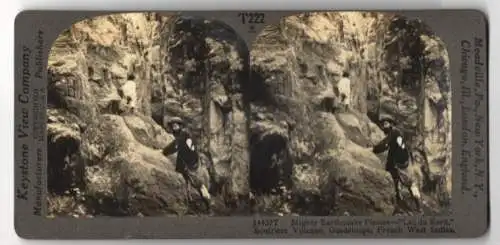 Stereo-Fotografie Keystone View Co., Meadville, Ansicht Guadeloupe, Mighty Earthquake Fissure, Lac du Nord