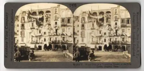 Stereo-Fotografie Keystone View Co., Meadville, Ansicht Napels, Wash Day in a Towering House of the Old Town