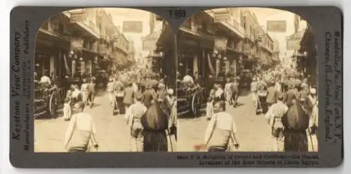 Stereo-Fotografie Keystone View Co., Meadville, Ansicht Cairo, the Muski, liveliest of the Real Streets of Cairo