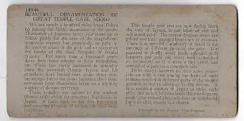 Stereo-Fotografie Keystone View Co., Meadville, Ansicht Nikko, Beatiful Ornamentation of the Great Temple Gate