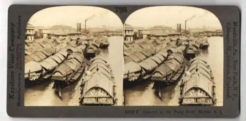 Stereo-Fotografie Keystone View Co., Meadville, Ansicht Manila, Cascoes on the Pasing River