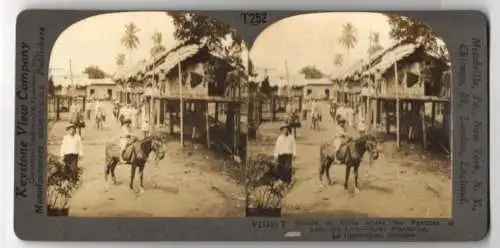 Stereo-Fotografie Keystone View Co., Meadville, Ansicht La Clementina, Homes of Cacao Plantation Workers, Ecuador