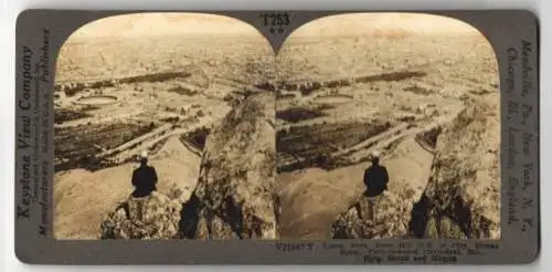 Stereo-Fotografie Keystone View Co., Meadville, Ansicht Lima, Rimac River, Twin-towered Cathedral