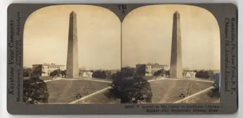 Stereo-Fotografie Keystone View Co., Meadville, Ansicht Boston / MA., Bunker Hill Monument