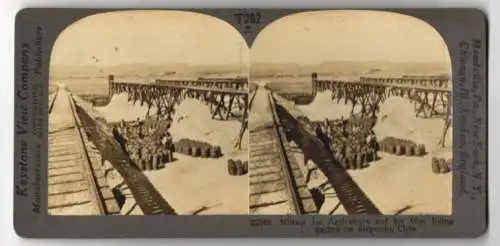 Stereo-Fotografie Keystone View Co., Meadville, Ansicht Chile, Workers Drying and Shipping Nitrate for War