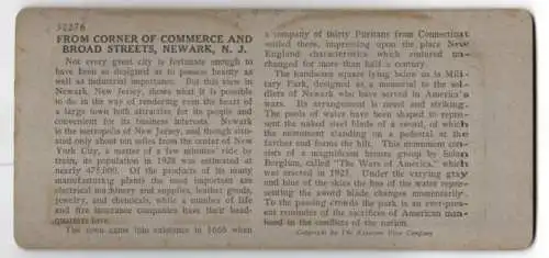 Stereo-Fotografie Keystone View Co., Meadville, Ansicht Newark / NJ., From Corner of Commerce and Broad Street