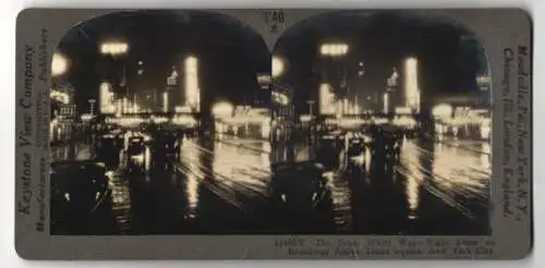 Stereo-Fotografie Keystone View Co., Meadville, Ansicht New York City, the great White Way, Night Scene