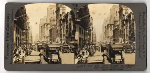 Stereo-Fotografie Keystone View Co., Meadville, Ansicht New York City, fifth Avenue, looking North from Thirty-eight St.