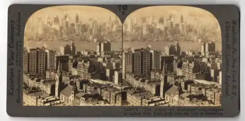 Stereo-Fotografie Keystone View Co., Meadville, Ansicht New York / Brooklyn, the Forest of Manhattan Skyscrapers