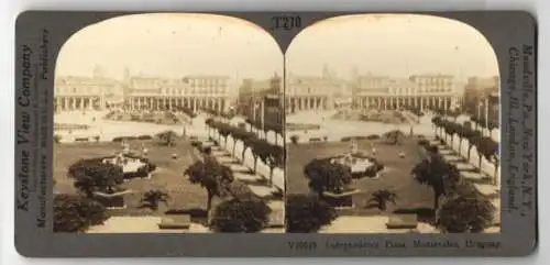 Stereo-Fotografie Keystone View Co., Meadville, Ansicht Montevideo, Public Square and Cathedrale, Independence Plaza