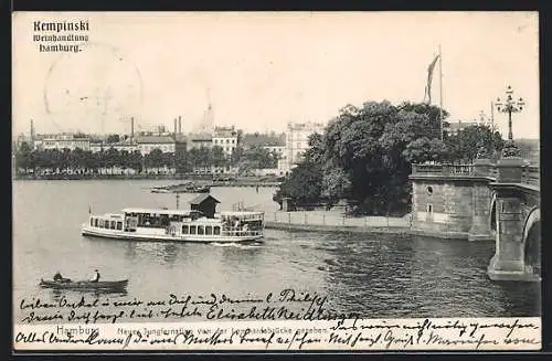 AK Hamburg-Neustadt, Neuer Jungfernstieg von der Lombartsbrücke aus