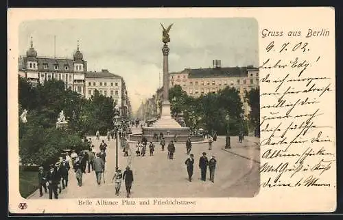 AK Berlin-Kreuzberg, Belle-Alliance-Platz und Friedrichstrasse