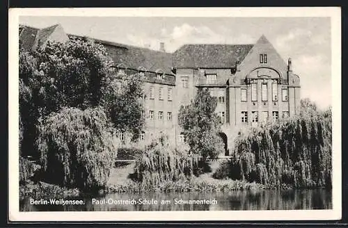 AK Berlin-Weissensee, Paul-Oestreich-Schule am Schwanenteich