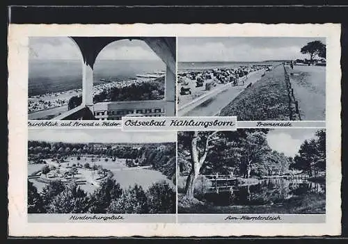 AK Kühlungsborn, Hindenburgplatz, Promenade, Strand
