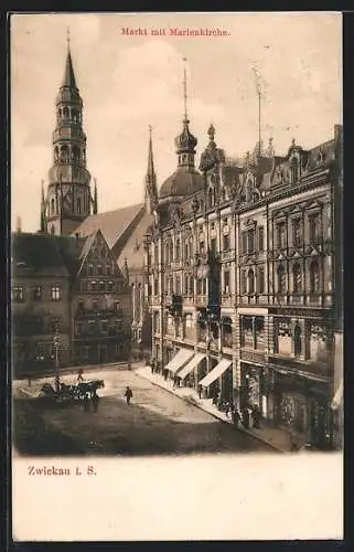 AK Zwickau i. Sa., Markt mit Marienkirche