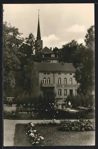 AK Bad Elster, Haus Rosengarten mit Drogerie