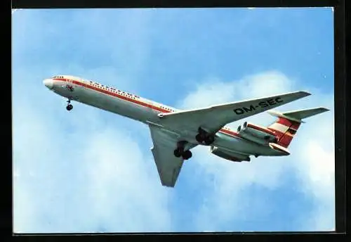 AK Interflug, Turbinenluftstrahlverkehrsflugzeug IL 62 am Himmel