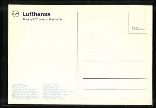 AK Flugzeug Boeing 707 Intercontinental Jet der Lufthansa über den Wolken