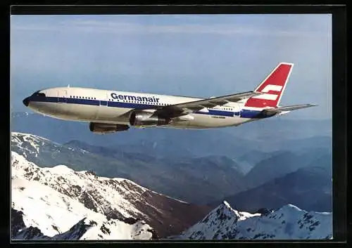 AK Flugzeug Airbus A 300 B4 von Bavaria Germanair über den Bergen