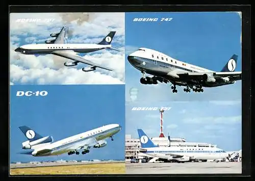 AK Flugzeuge Boeing 707, Boeing 747 und DC-10 der Sabena belgian world airlines