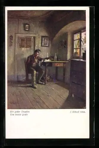 Künstler-AK Brüder Kohn (B.K.W.I) Nr. 1643: Ein guter Tropfen