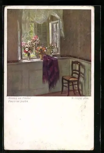 Künstler-AK Brüder Kohn (B.K.W.I) Nr.1616: Blumen an einem Fenster