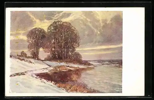 Künstler-AK Brüder Kohn (B.K.W.I) Nr. 570 /4: Flusspartie im Winter