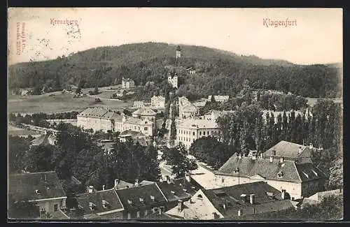 AK Klagenfurt, Teilansicht mit Strassenpartie und Kreuzberg