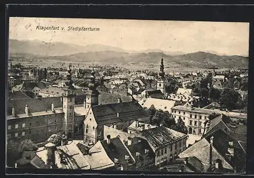AK Klagenfurt, Teilansicht vom Stadtpfarrturm