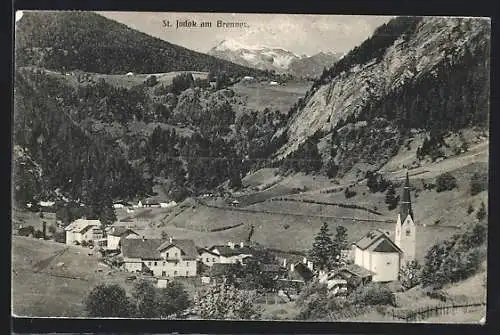 AK St. Jodok a. Brenner, Ortsansicht mit Blick auf Kirche