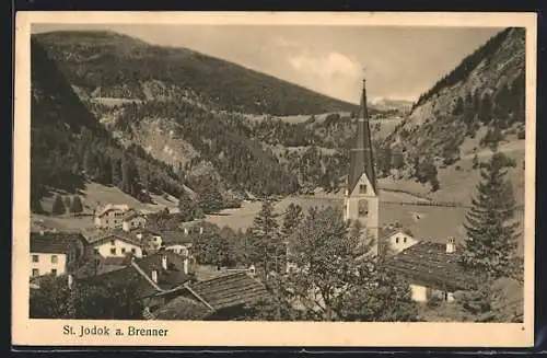 AK St. Jodok a. Brenner, Ortspartie mit Bergen