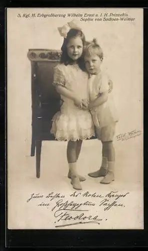 AK Portrait Erbgrossherzog Wilhelm Ernst mit Prinzess Sophie