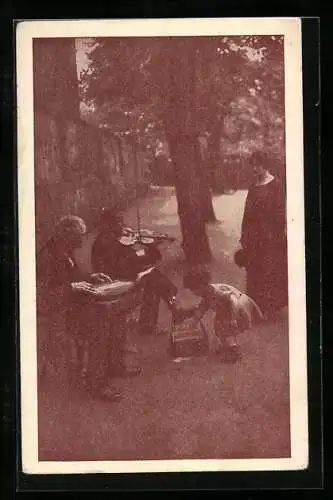 AK Blinde Spieler auf der Strasse