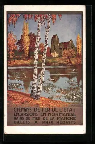 Künstler-AK Chemins de Fer de l'Etat, Excursions en Normandie, Landschaftsbild