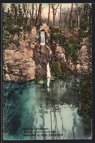 AK Eisenstadt, Wasserfall im fürstlichen Schlosspark