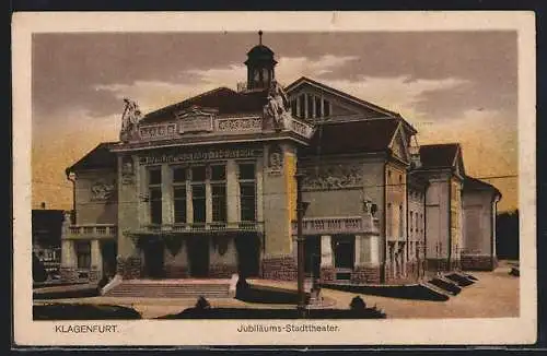 AK Klagenfurt, Jubiläums-Stadttheater bei Abendstimmung