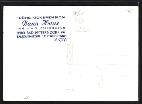 AK Bad Mitterndorf /Salzkammergut, Frühstückspension Bann-Haus