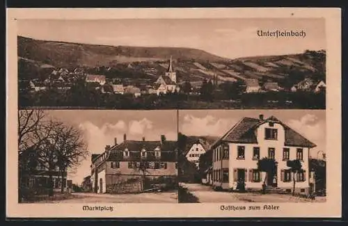 AK Untersteinbach / Württ., Gasthaus zum Adler, Marktplatz, Teilansicht