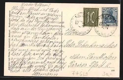 AK Untersteinbach / Württ., Gasthaus zum Adler, Marktplatz, Teilansicht
