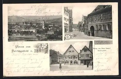 AK Heidingsfeld, Gasthaus - Brauerei von Georg Ehlers, Strassenpartie mit Bäckerei, Teilansicht