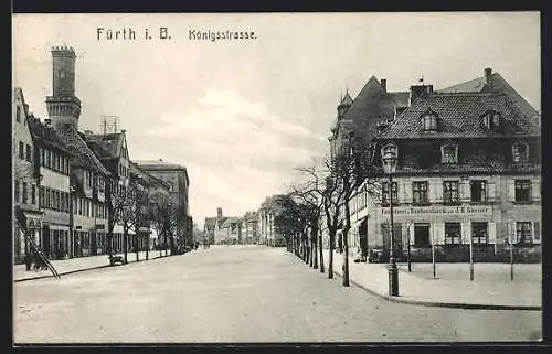 AK Fürth i. B., Königsstrasse mit Konditorei u. Bonbonsfabrik von J. H. Gmeiner