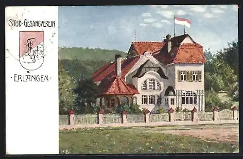 Künstler-AK Erlangen, Verbindungshaus des Stud. Gesangverein Erlangen